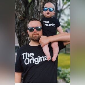 The Original and The Remix: Dad and baby matching shirts